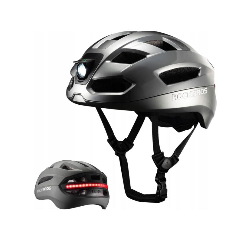 Rockbros bicycle helmet with lights gray