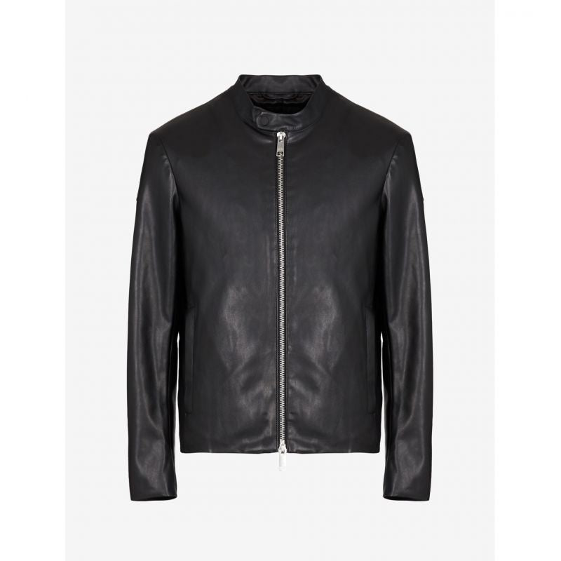 Armani Exchange Men's Stand-Up Collar Leather Jacket (8NZB08-ZNAAZ-1200) Ruházat