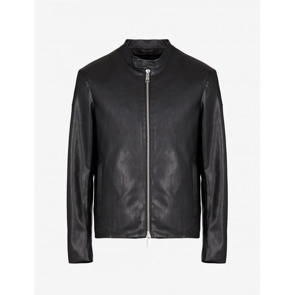 Armani Exchange Men's Stand-Up Collar Leather Jacket (8NZB08-ZNAAZ-1200) Ruházat