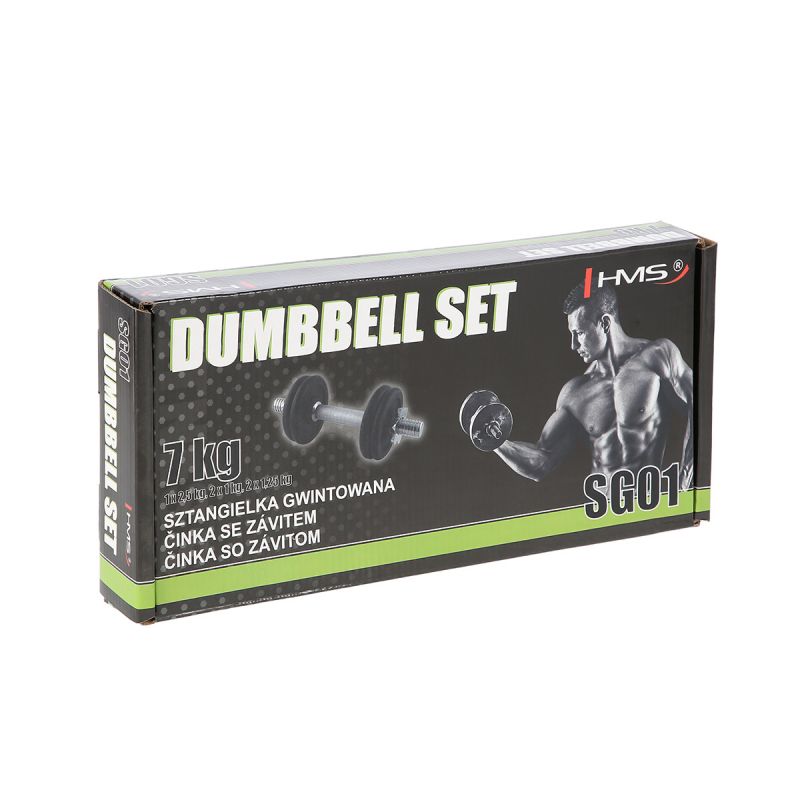 HMS Threaded dumbbell SG01 7 kg fekete edzőfelszerelés 17-59-123