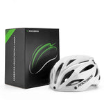 Rockbros Bike Helmet with Visor, Detachable UV Protective Goggles, Unisex, Matte - White biały helmets, glasses, training equipment