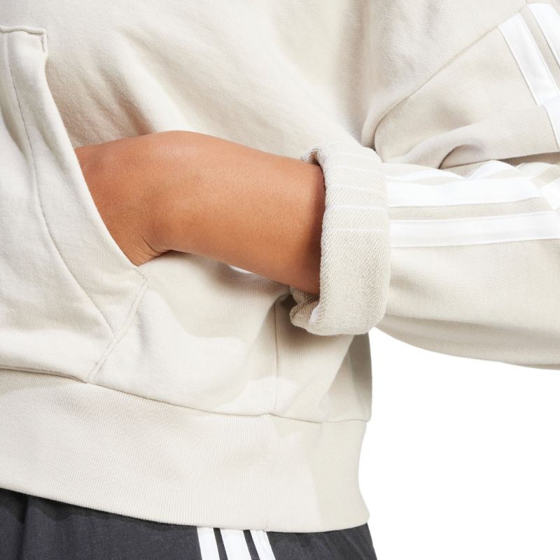 adidas Women's Essentials 3-Stripes French Terry Quarter-Zip Hoodie Beige JN1958 General