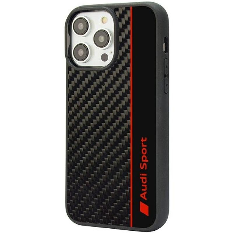 Audi Carbon Fiber Stripe iPhone 14 Pro Max 6.7" black/black hardcase AUS- /D1-BK fekete telefontok