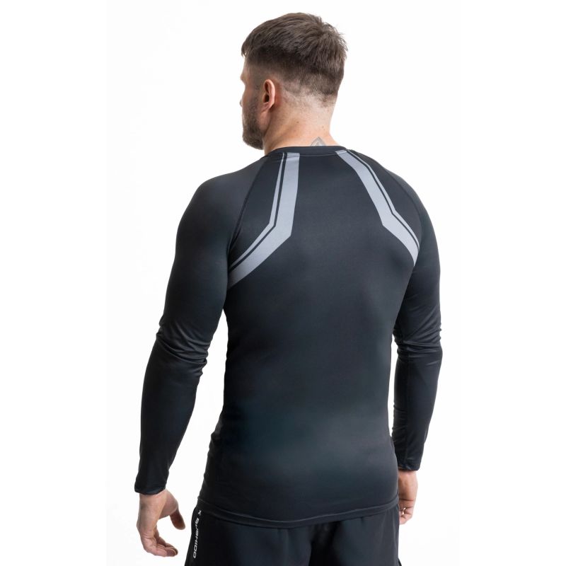 Gray long sleeve rashguard with DBX Bushido logo