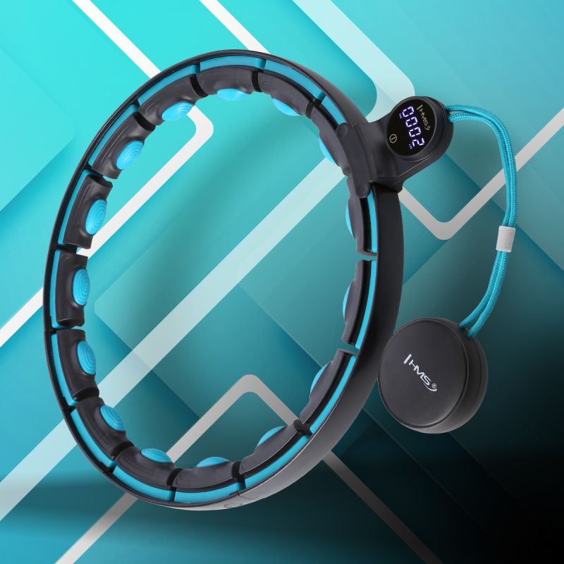 HMS Hhm17 Hula Hop Black/Turquoise With Magnets And Weight + Counter fekete edzéssegítő 17-44-589