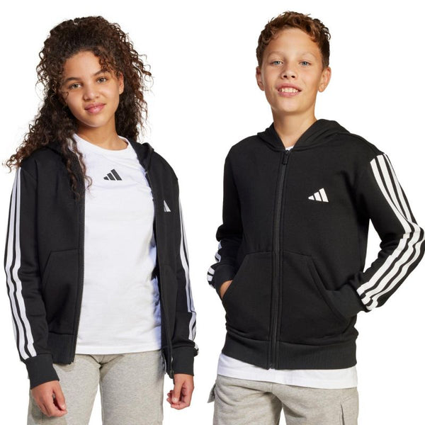 adidas Essentials Full-Zip Kids' Sweatshirt Black and White JD6494 General