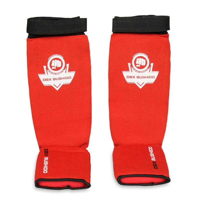 DBX Bushido Flexible Shin Guards - Shinrage Red piros protectors and knee pads