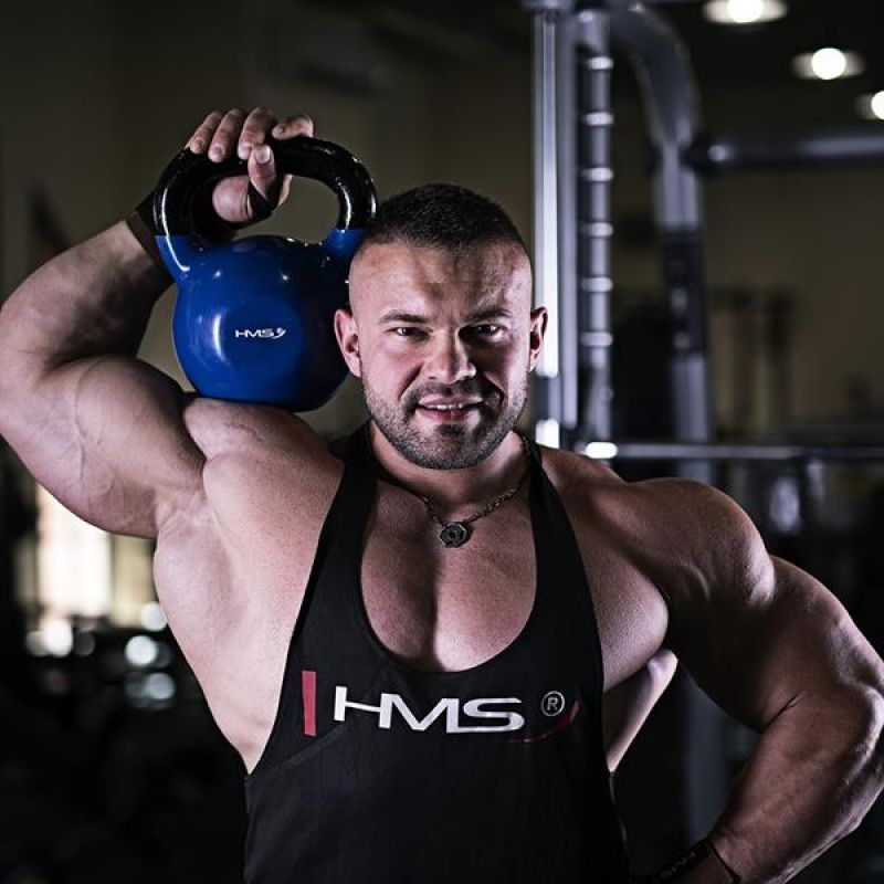 HMS KNV08 BLUE vinyl-coated cast iron kettlebell kék fejpánt 17-64-042