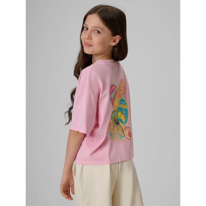 4F Girls' boxy T-shirt with print 158/164 póló 4FJRAW26TTSHF4324-056S