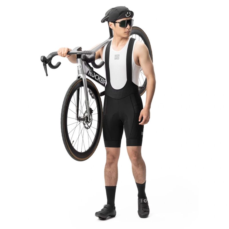 Rockbros Men's Cycling Bib with Pad Size XL - Black czarny \ xl short