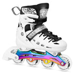 NH10905 4in1 LED WHITE ROLLER SKATES WITH RAINBOW HOCKEY BLADE SIZE M (35-38) NILS EXTREME fehér utcai cipő
