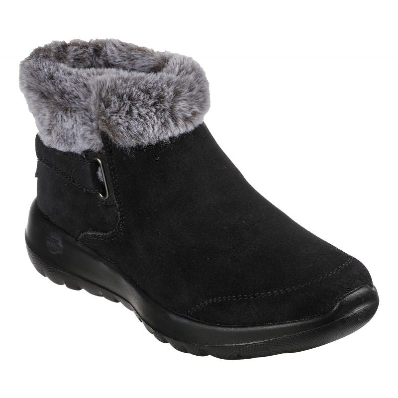 Skechers ON-THE-GO JOY FIRST GLANCE Women's Winter Boots in Suede Leather with Fur, Black (144041-BKGY) Cipő