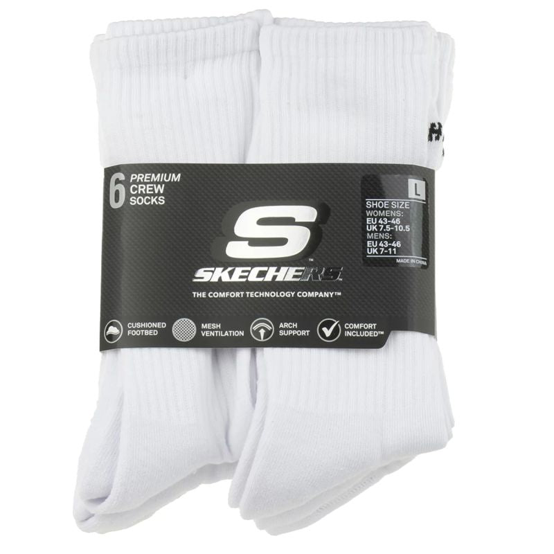 LG Skechers 6pk Core Crew Socks fehér zokni