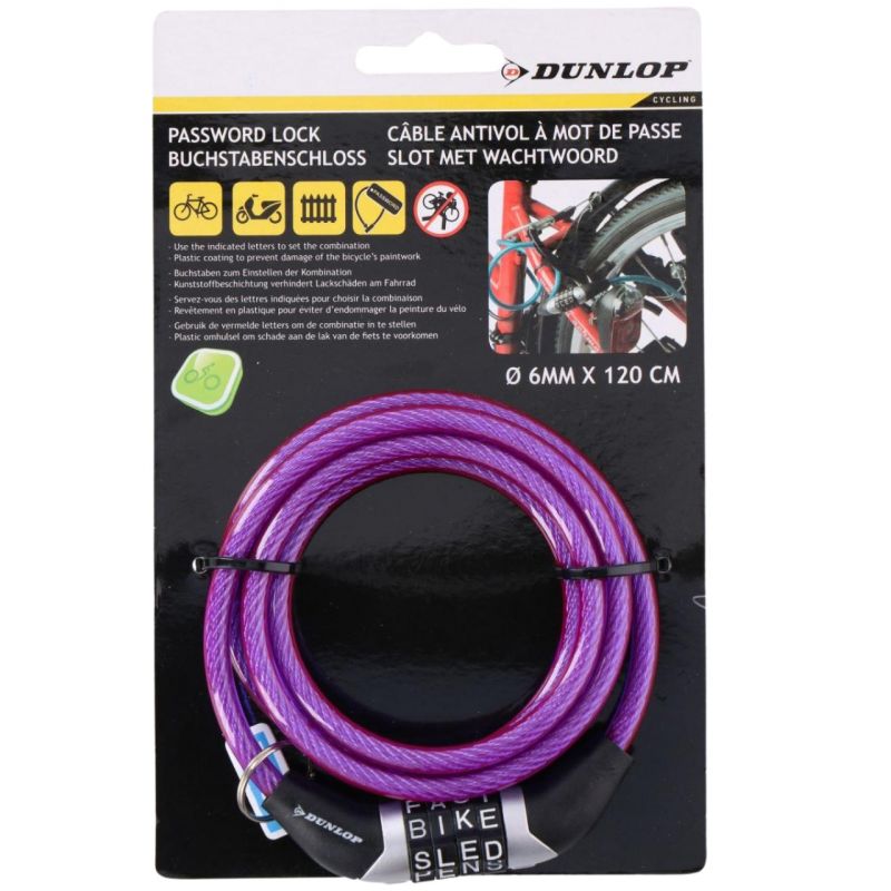 Dunlop spiral bicycle lock, code 0.6x120 cm lila kiegészítő 1042688