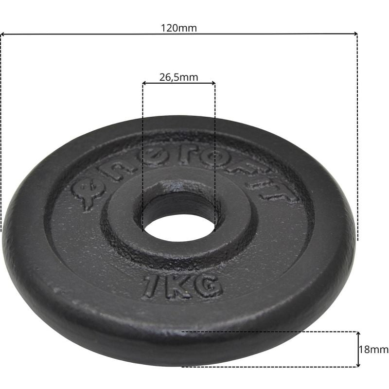 Enero Black Cast Iron Weight 1 Kg Fit ø26.5 1 Pcs fekete weight, strength training equipment, training equipment