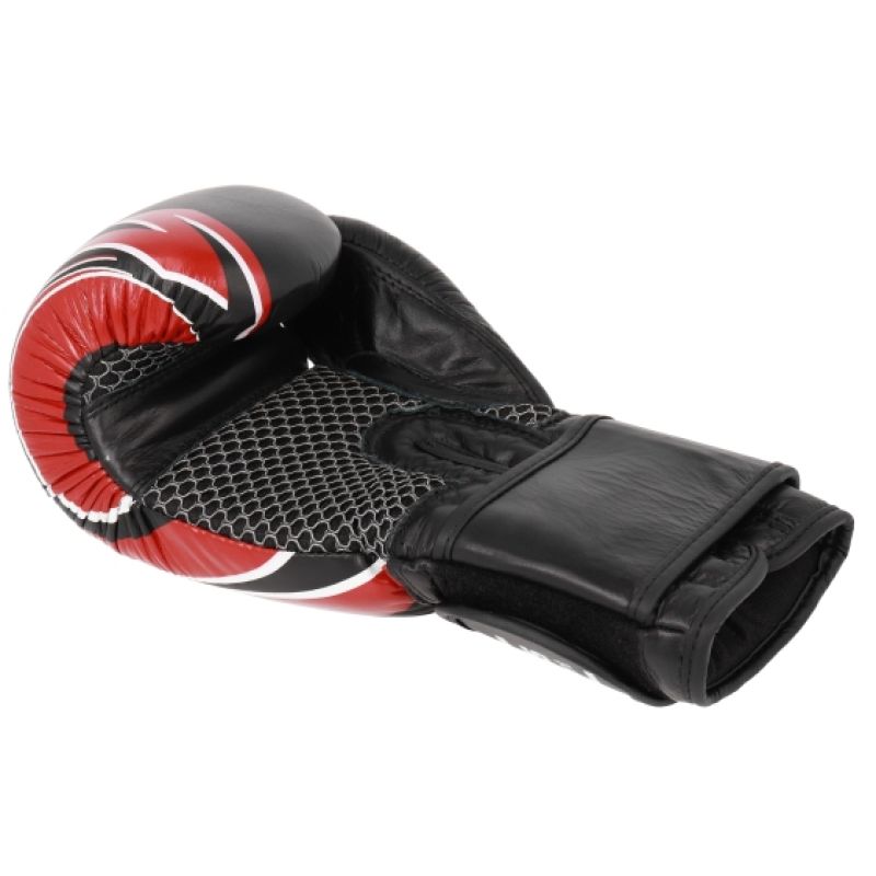 MASTERS FIGHT EQUIPMENT RBT-5A leather boxing gloves black and red piros kesztyű 0155-120102