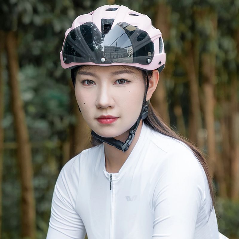 Rockbros Bike Helmet with Visor, Detachable UV Goggles, Detachable Visor, Unisex - Pink rózsaszín kiegészítő 304004-189135
