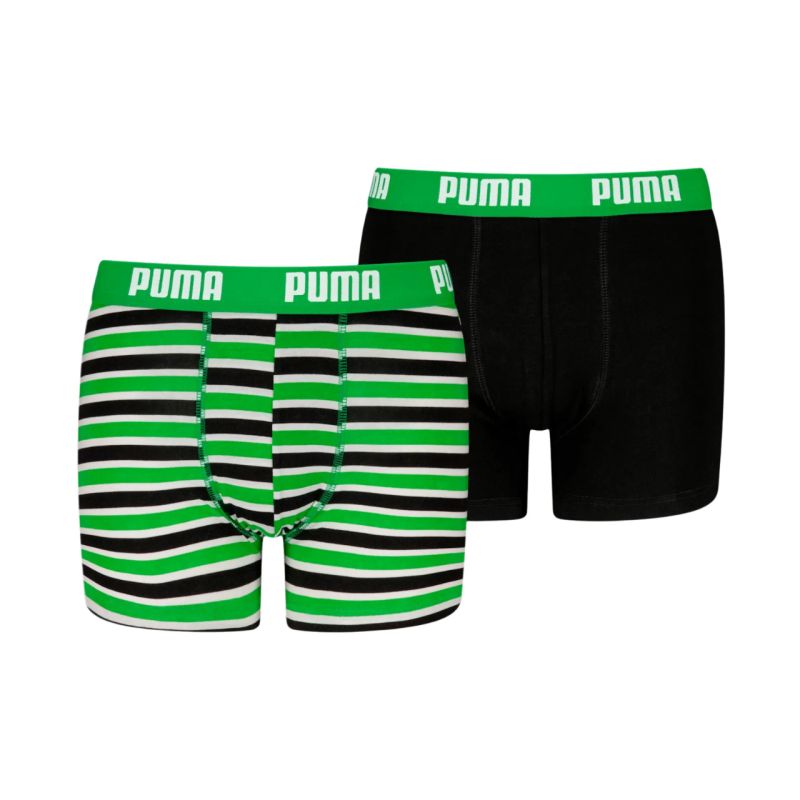 Puma Everyday Striped Kids' Boxer 2 Pack Green and 938970 fekete short