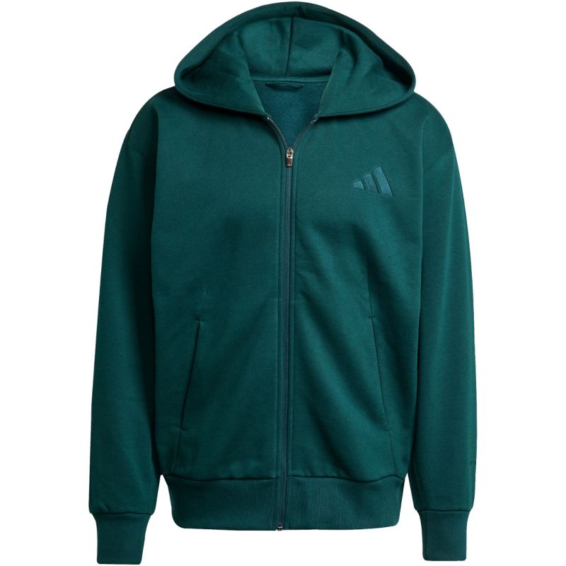 adidas Men's ALL SZN Fleece Full-Zip Sweatshirt Green JX5101 General