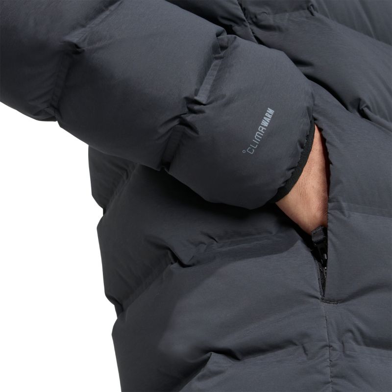 Men's adidas Helionic Climawarm Stretch Hooded Down Black JN2114 fekete kabát
