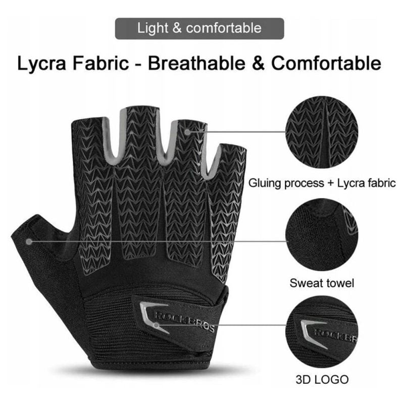 Rockbros M cycling gloves with gel inserts - gray m \ czarny || szary kesztyű