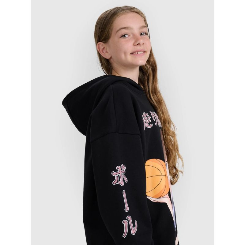 Girls' sweatshirt with hood, open, 4F 4FJRAW25TSWSF2293-20S kapucnis pulóver