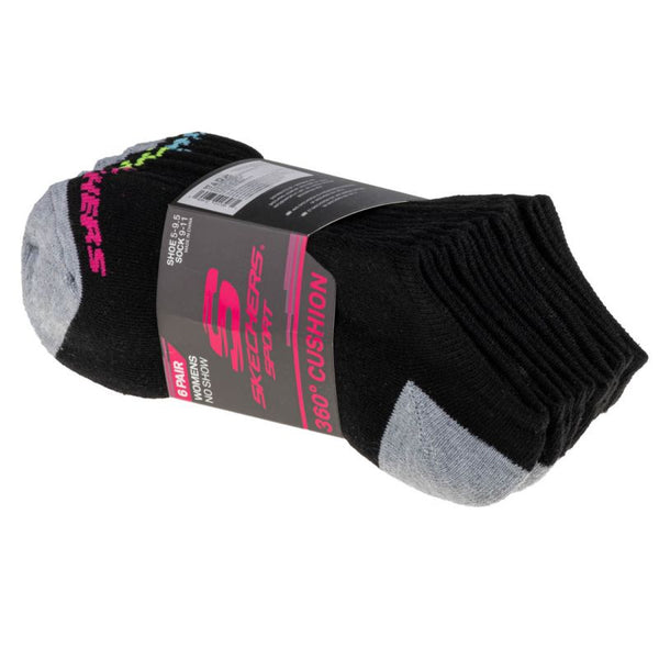 Skechers 6pk No Show Socks S108264-BLK Zokni