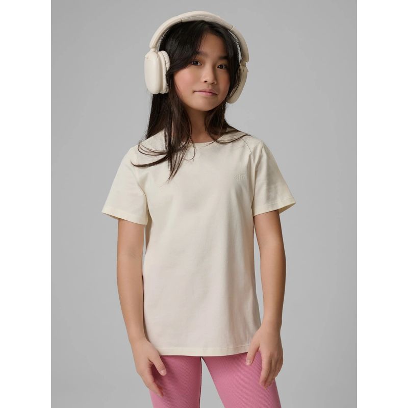 Regular plain girls' T-shirt 4F 4FJRSS26TTSHF3554-12S shirts
