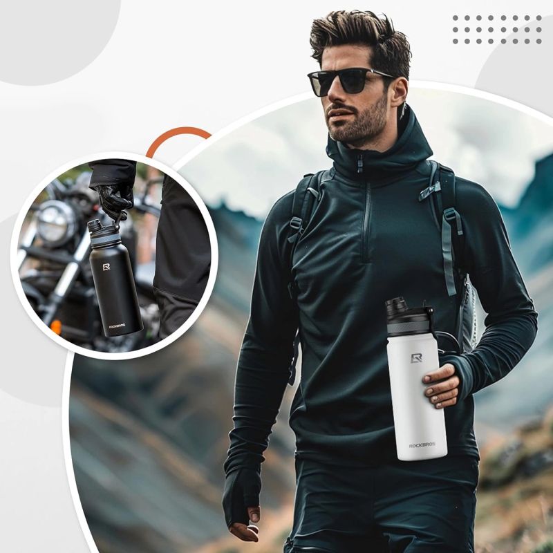 Rockbros 35210029005 thermal bicycle bottle for drinks 550 ml - white 550 ml \ biały water bottles, training equipment, tourist equipment