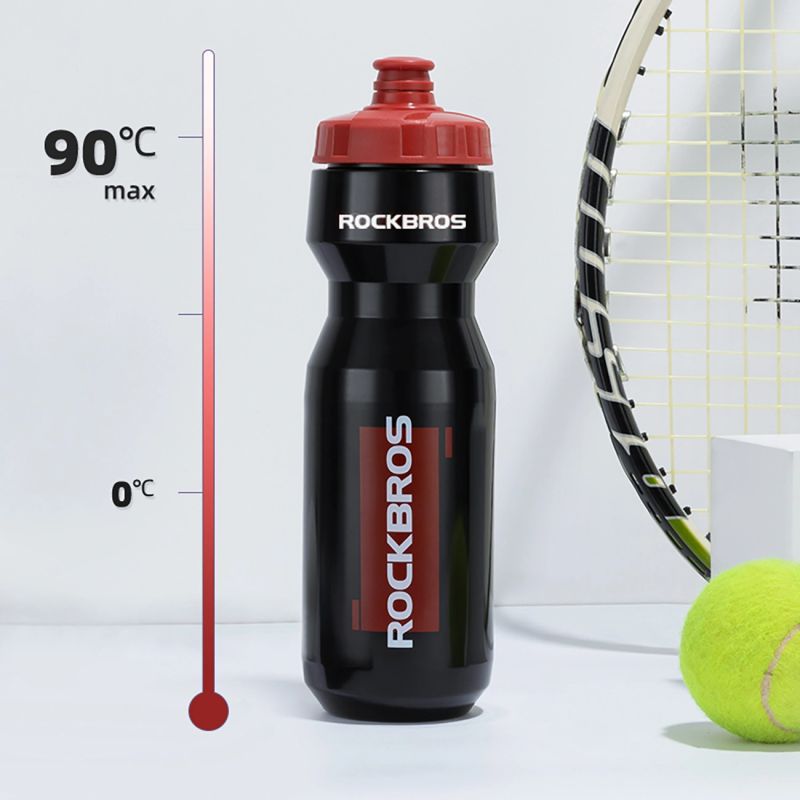 Rockbros 750 ml Bike Bottle - Transparent Black with Red Mouthpiece przezroczysty || czerwony water bottles, training equipment