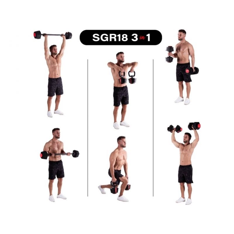HMS SGR18 PRO SET 3in1 adjustable dumbbell set 41 kg csuklópánt 17-57-071