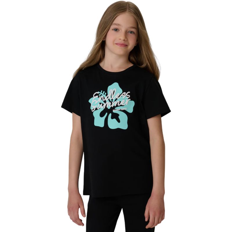 4F T-shirt for girls F2938 deep 20S fekete póló 4FJWSS26TTSHF293820S