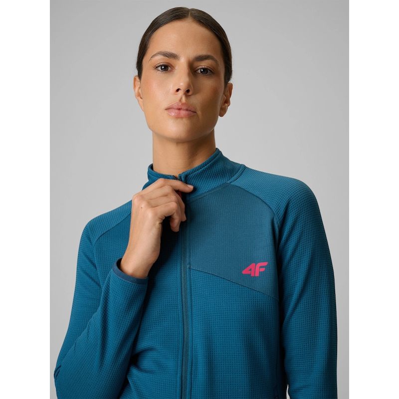 Women's slim trekking sweatshirt without hood 4F