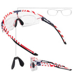 Rockbros Cycling Glasses Photochromic with UV Protection and Corrective Insert 14120008002 - USA Pattern - White multikolor glasses, training equipment