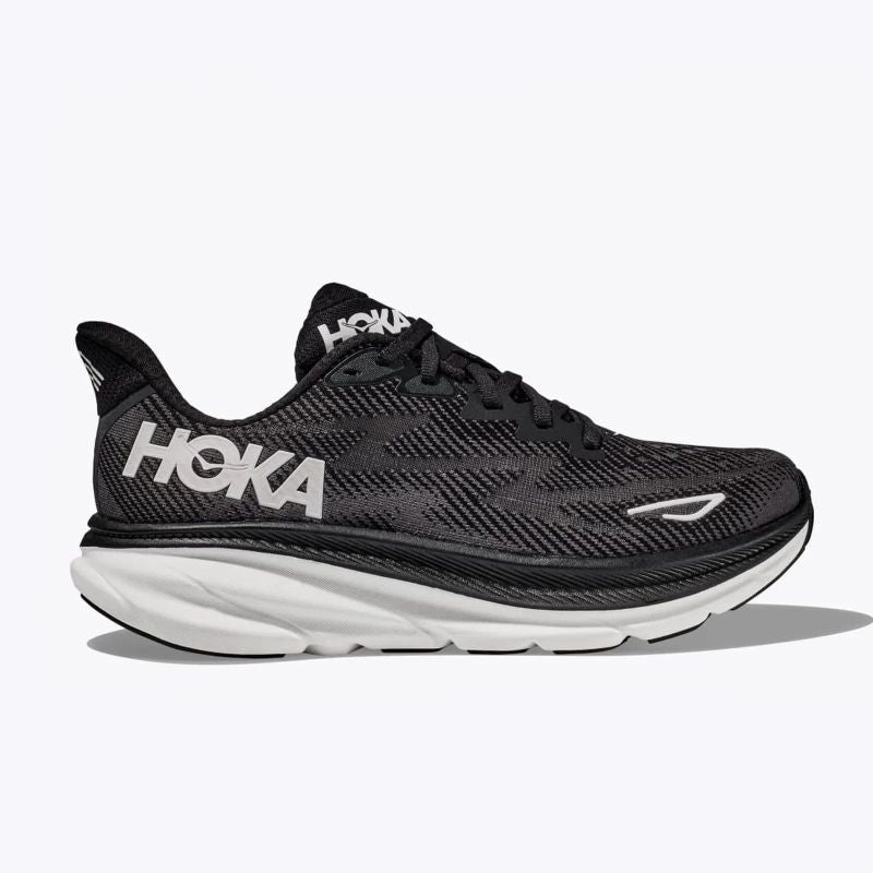 Hoka Clifton 9 Women's Running Shoes Black/White (1127896-BWHT) General
