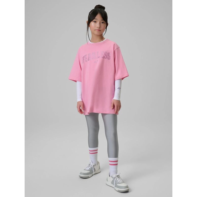 4F Girls' loose T-shirt with print 158/164 póló