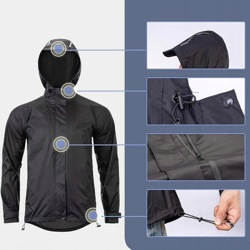 Rockbros breathable windproof rain - black fekete dzseki