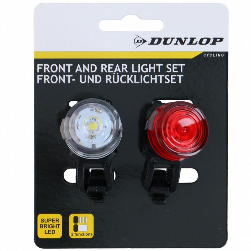 Dunlop Set Of Silicone Led Bike Lights Front And Rear Round Black fekete készlet GSP-346212
