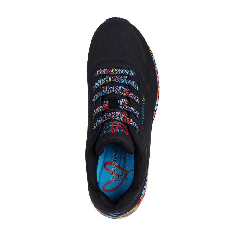 Skechers women's sneakers UNO RAVAGED LOVE 177918 BKMT fekete utcai cipő