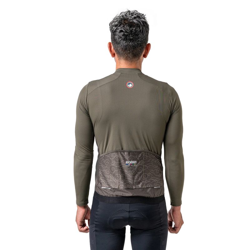 Rockbros 15220003003 ROAD TO SKY men's cycling jersey long sleeve - green zöld póló