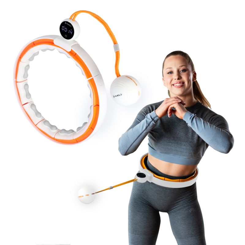 HMS Hhm21 Hula Hop White/Orange With Magnets, Tpe Protection And Weight + Counter narancssárga edzéssegítő 17-44-597