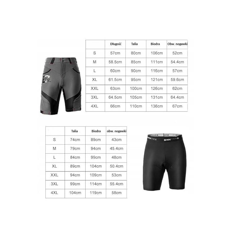 Rockbros men's 2-in-1 cycling shorts, , size szürke short