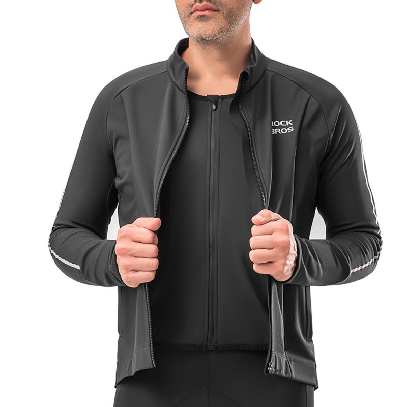 Rockbros Fall/Winter Long Sleeve Cycling - Black fekete dzseki