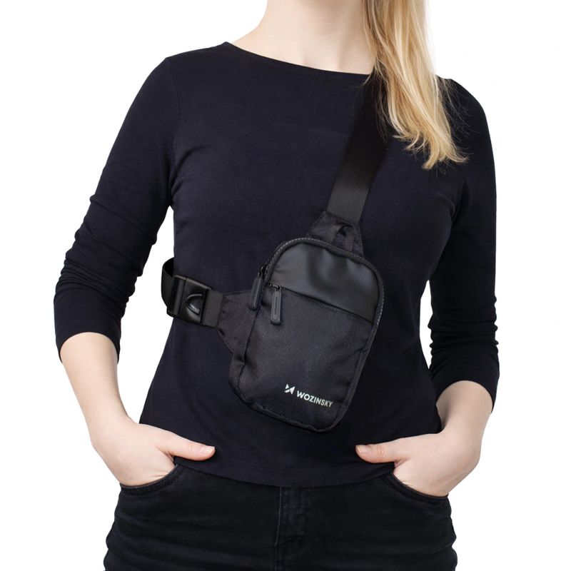 Wozinsky WMS-W1 Unisex Mini Shoulder Bag Waterproof Dual-Compartment for Phone - Black fekete elektronika 304004-201372