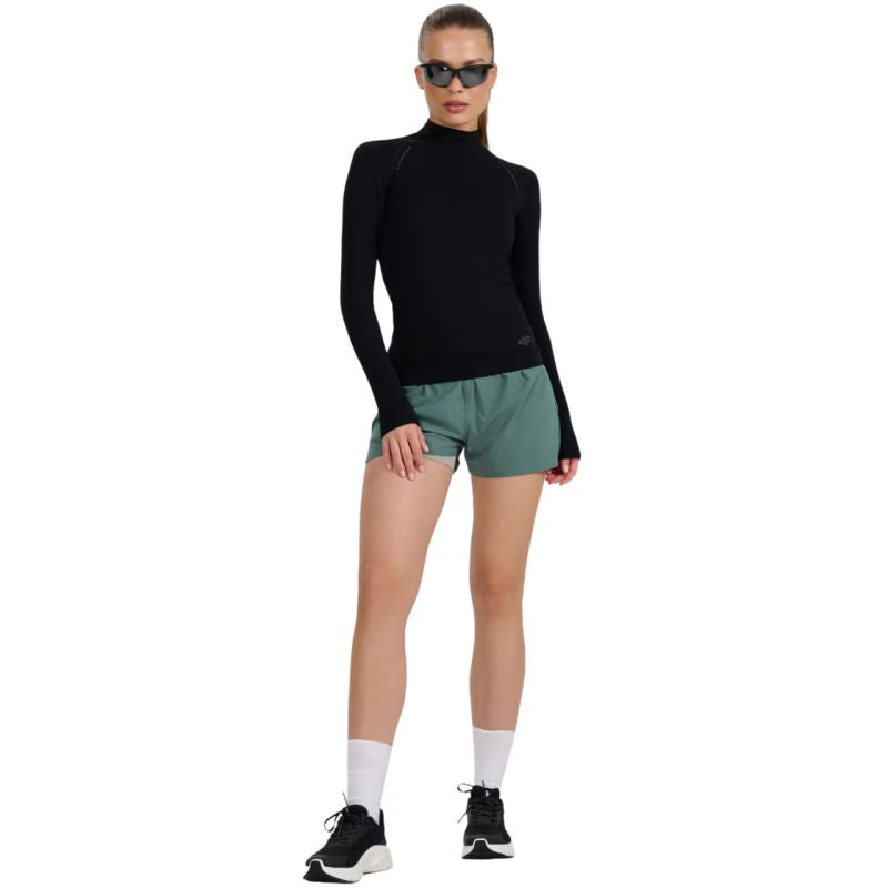 4f Women's longsleeve t-shirt F419 deep black 4FWAW25TFLOF419 20S Ruházat