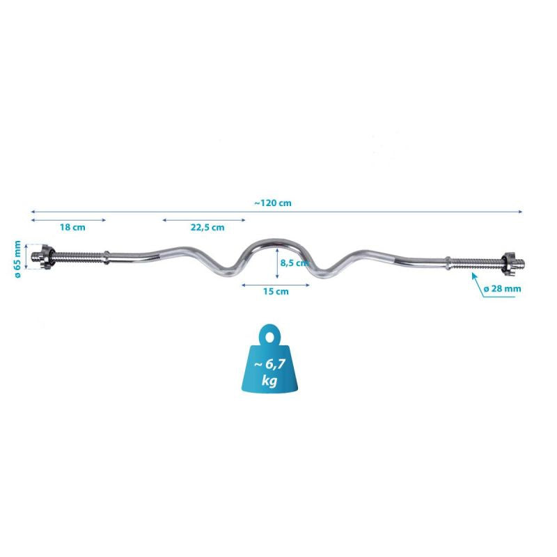 Enero Strongly Angled Bar 120 Cm Fit ø28 bars, strength training equipment, training equipment