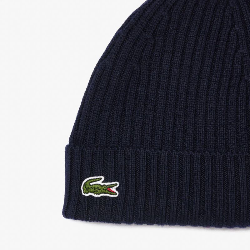 Lacoste Ribbed Wool Beanie Navy Blue - RB0001-166 uniwersalny sapka