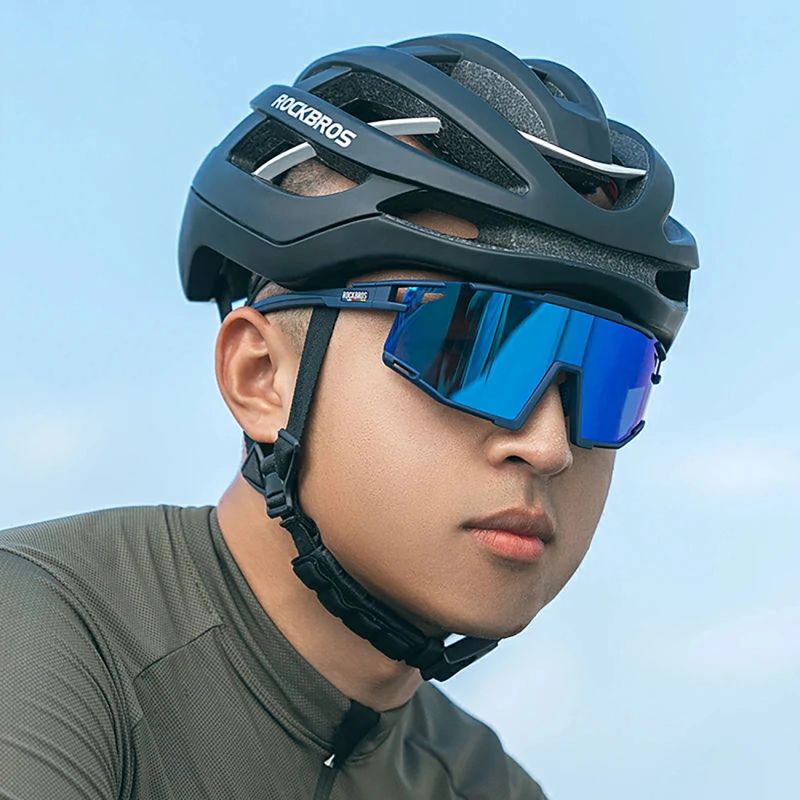 Rockbros SP258 ROAD TO SKY Cycling Glasses Polarized Blue Lenses - Navy Blue granatowy training equipment