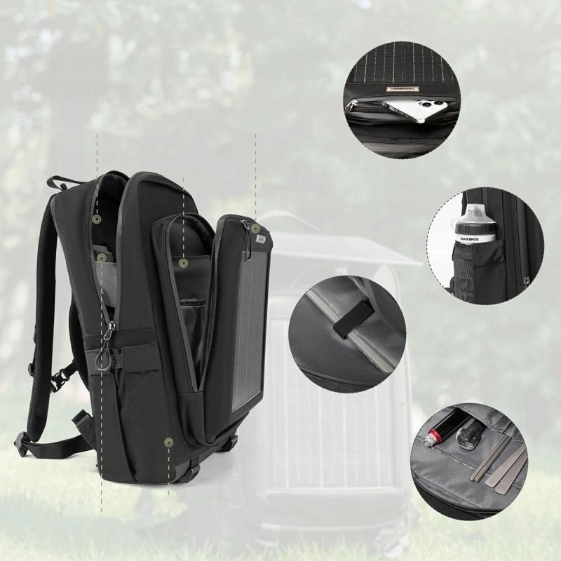 Rockbros H51 Cycling Backpack with Solar Panel - Black fekete hátizsák