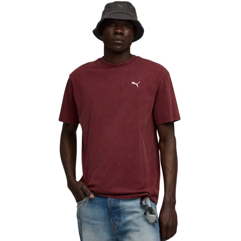 Puma Ess Elevated Relaxed Wash Tee Burgundy 688048 96 Ruházat
